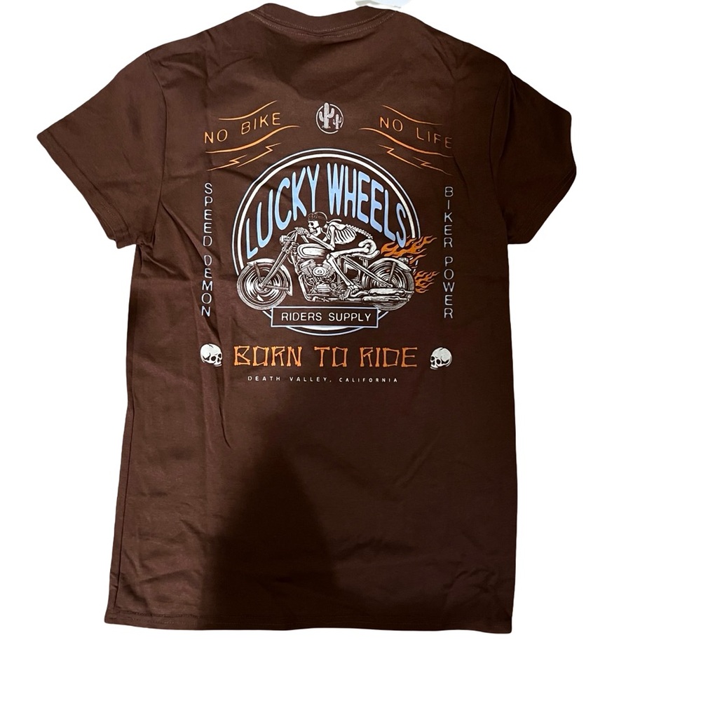 Title: NWT Lucky Wheels "Born to Ride" Biker Tee - Death Valley CA